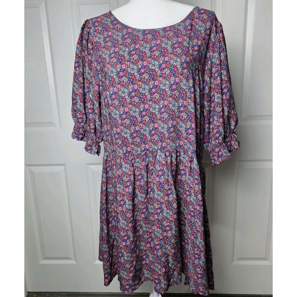 Natural Life Dress Tunic M Boho Top Cottage Peasant Prairie Peasant Floral Flowy